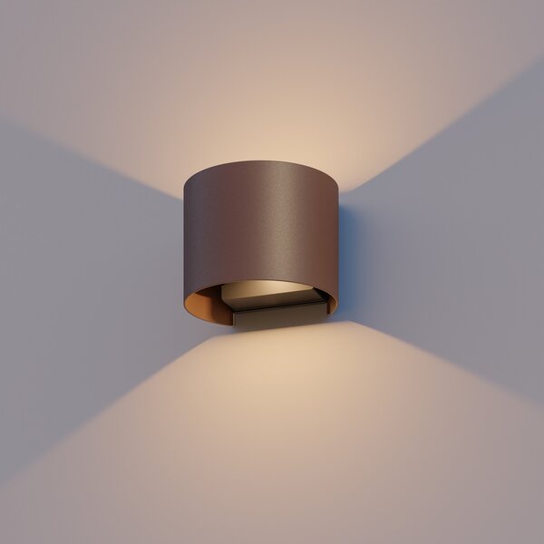 Calex LED lampă de perete exterior ovală, sus/jos, înălțime 10 cm, maro ruginiu, Maro / Rugină, Aluminiu, Modern, Priză de perete sus / jos