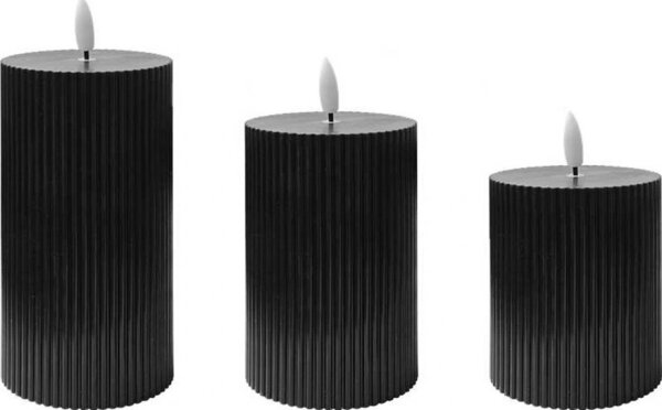 Set de 3 lumânări LED BRILLO, alimentare 2x AA, negru, cu telecomandă