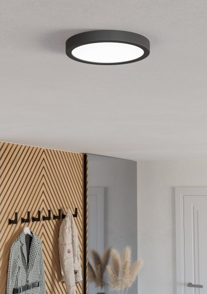 Eglo FUEVA-Z 901372 - Plafonieră LED RGBW reglabilă, sticlă fumurie, LED/11,2W/230V 21,1cm IP44 negru