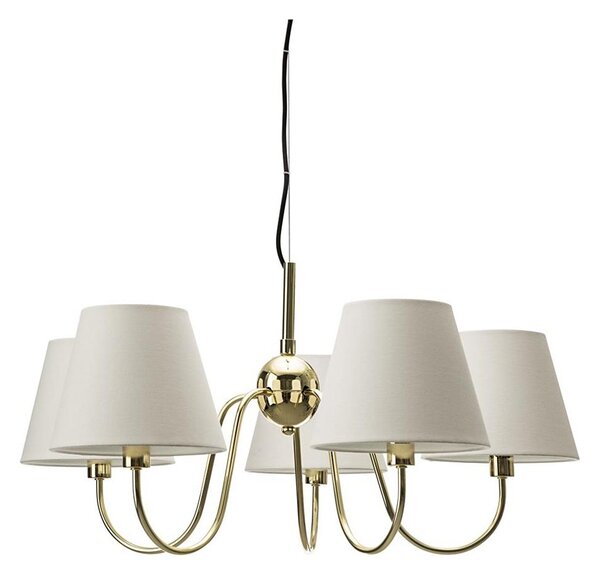 ByRydens 4202720-6509 - Candelabru suspendat pe cablu LYNF, 5xE14/8W/230V, alamă/alb