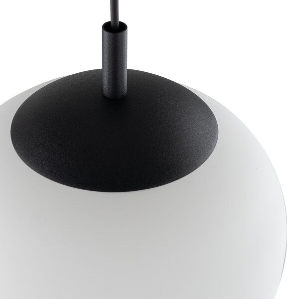 TK Lighting Lampă suspendată Vibe, sticlă albă opalină, Ø 20 cm, reglabil, Alb, Camera de zi / sufragerie, Sticlă, Modern