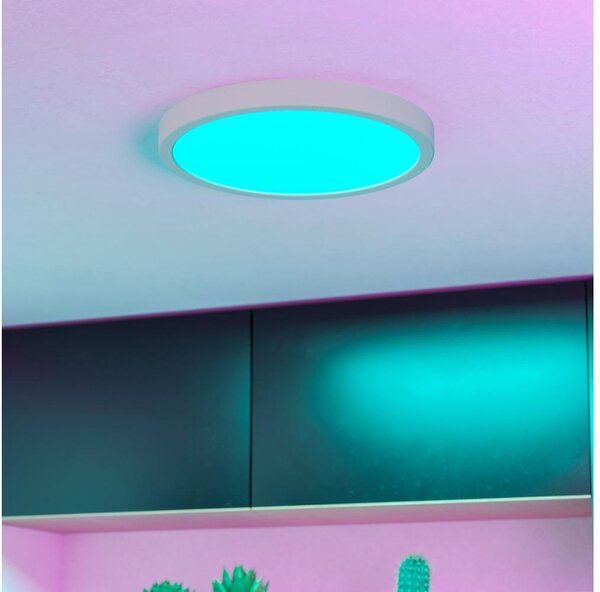 Eglo 901377 - Plafonieră LED RGBW dimabilă cu sticlă fumurie FUEVA-Z LED/14,3W/230V 27,8cm IP44 alb