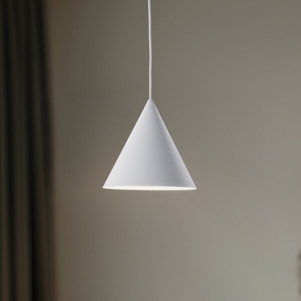 TK Lighting Lampă suspendată Cono, alb, Ø 19 cm, oțel, flacără simplă, reglabil, Alb, Camera de zi / sufragerie, Metal, Modern
