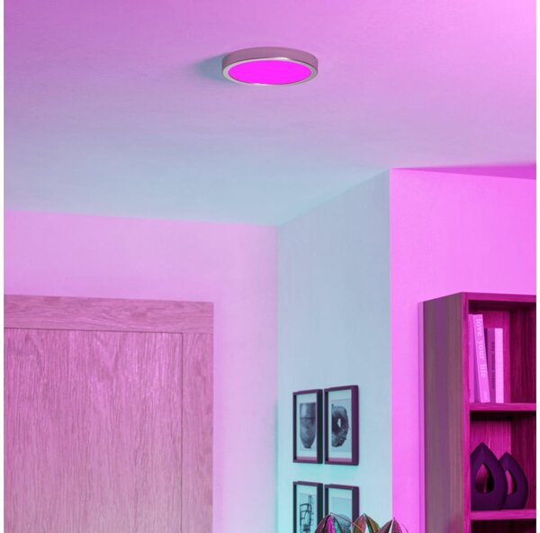 Eglo 901381 - Plafonieră LED FUEVA-Z RGBW dimabilă, sticlă fumurie, LED/11,2W/230V 21,1cm IP44 crom