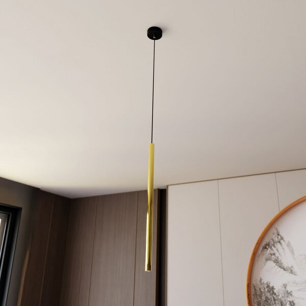 EMIBIG LIGHTING Lampă suspendată Selter, auriu, 1 bec, metal, reglabil, Auriu / Alamă, Camera de zi / sufragerie, Metal
