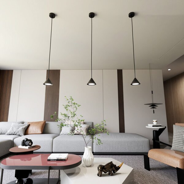 EMIBIG LIGHTING Lampă suspendată Elit, 1 bec, negru, metal, suspensie m, reglabil, Negru, Camera de zi / sufragerie, Metal