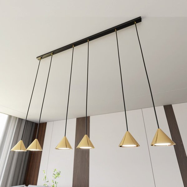 EMIBIG LIGHTING Lampă suspendată Elit, 6 becuri, auriu, metal, reglabil, Auriu / Alamă, Camera de zi / sufragerie, Metal