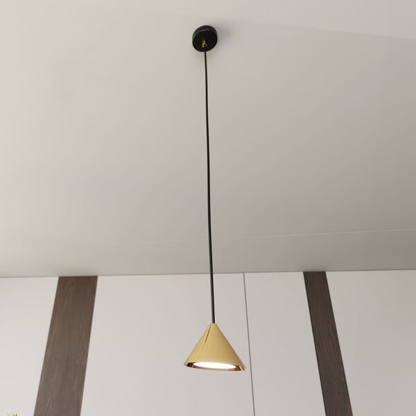 EMIBIG LIGHTING Lampă suspendată Elit, 1 bec, auriu, suspensie metalică m, reglabil, Auriu / Alamă, Camera de zi / sufragerie, Metal