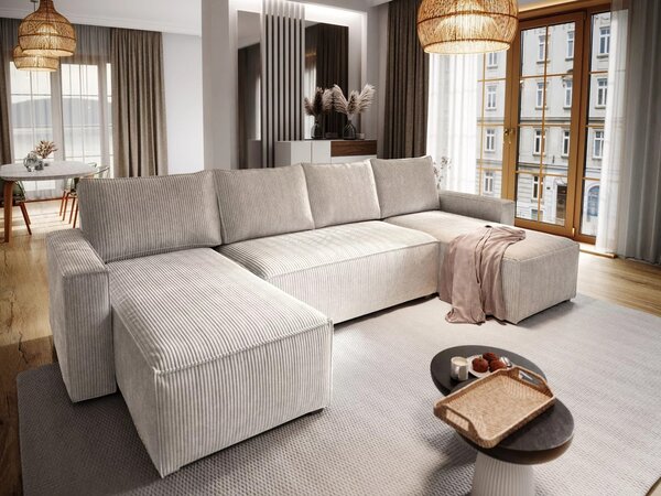 Coltar in forma de U SMART COSARO bej deschis 295x140 cm
