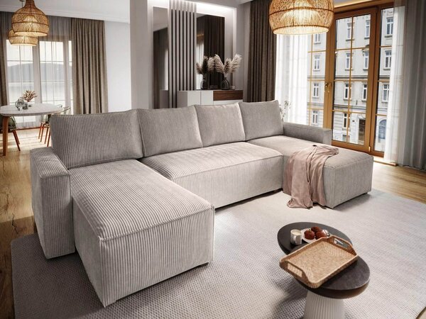 OFERTA Set de canapele in forma de U SMART COSARO bej 295x140 cm, calitatea II