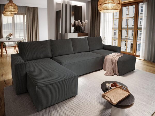 Coltar in forma de U SMART COSARO 295x140 cm, negru