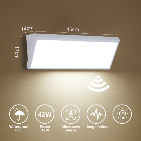 Brilagi - Aplică LED de exterior TRIANGLE cu senzor, LED/42W/230V, alb, IP65