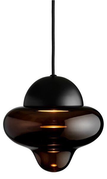 DESIGN BY US Lampă suspendată LED Nutty, maro / negru, Ø 18,5 cm, sticlă, reglabil, Maro / Rugină, Camera de zi / sufragerie, Sticlă, Design