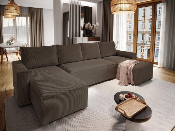 Coltar in forma de U SMART COSARO 295x140 cm, maro inchis