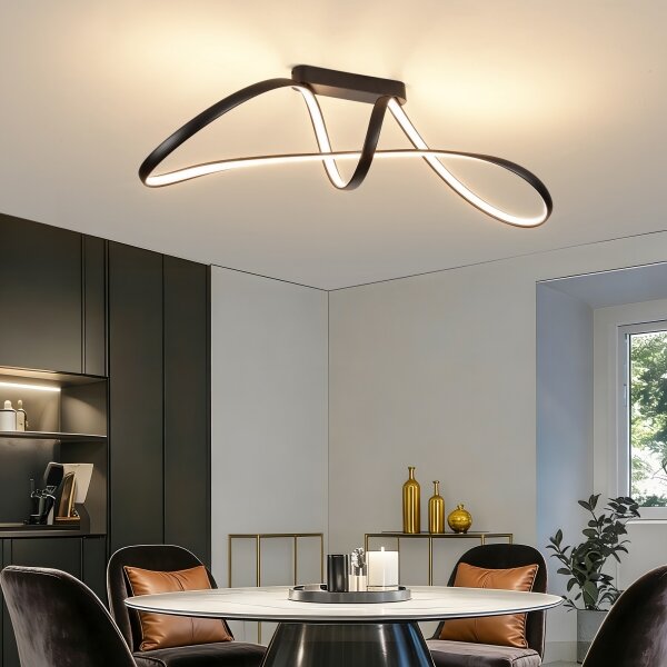 Brilagi-LED Lustră aplicată dimmabilă TWISTER LED/60W/230V 3000-6000K neagră + telecomandă