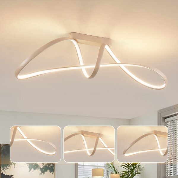 Brilagi-LED Lustră aplicată dimmabilă TWISTER LED/60W/230V 3000-6000K bej+telecomandă