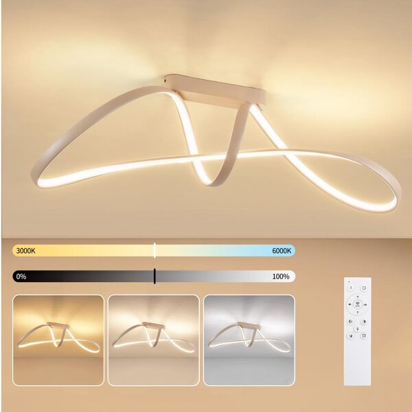 Brilagi-LED Lustră aplicată dimmabilă TWISTER LED/60W/230V 3000-6000K bej+telecomandă