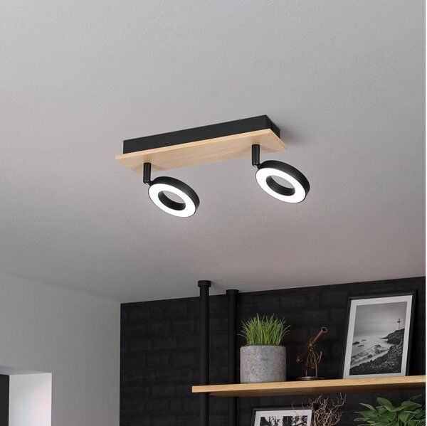 Eglo 901203 - Spot LED RIELVES 2xLED/4,2W/230V negru/maro