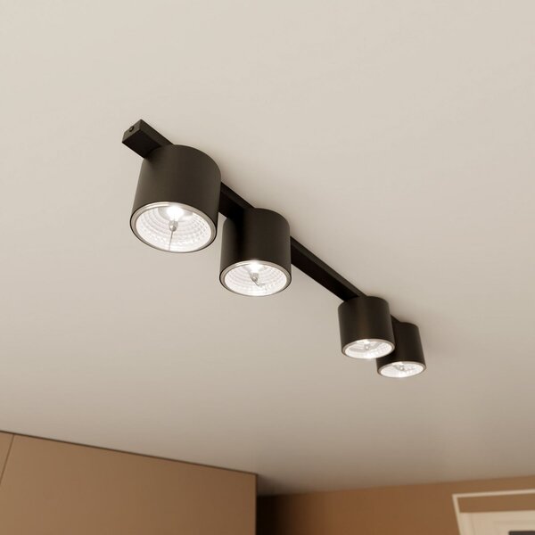 EMIBIG LIGHTING Plachetă Nano, negru, 4 becuri, metal, reglabil, Negru, Camera de zi / sufragerie, Metal, Modern