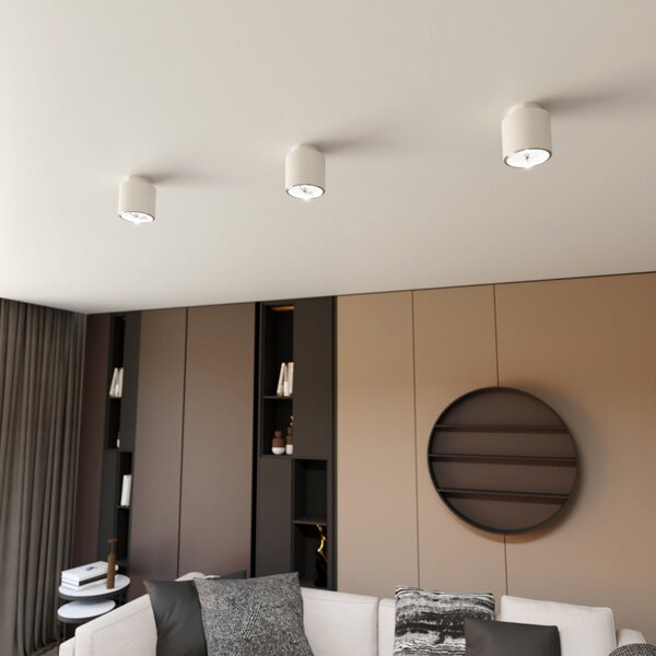 EMIBIG LIGHTING Plafonieră Nano, albă, 1 bec, metal, reglabil, Alb, Camera de zi / sufragerie, Metal, Modern