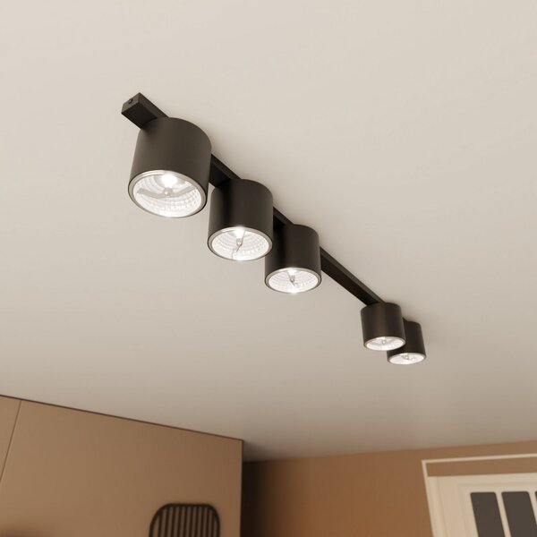 EMIBIG LIGHTING Plafonieră Nano, negru, 5 becuri, metal, reglabil, Negru, Camera de zi / sufragerie, Metal, Modern