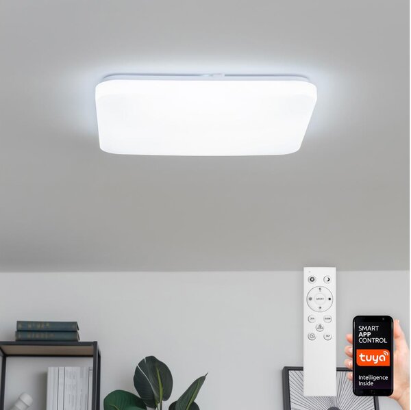 Brilagi - Plafonieră LED SMART dimmabilă, 24W, 230V, 43x43 cm, Wi-Fi Tuya + telecomandă