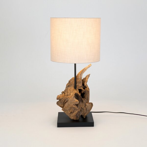 Holländer Lampă de masă Filicudi, bej/color lemn, înălțime 60 cm, in, Lemn, Camera de zi / sufragerie, Lemn, Casă de țară / Rustic