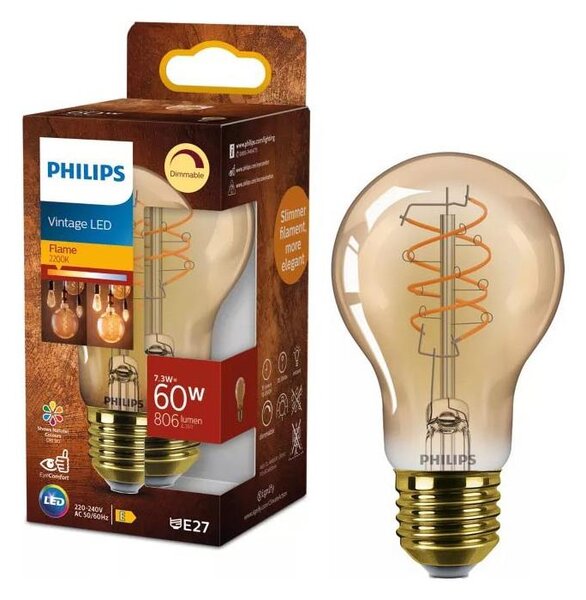 Bec LED dimabil Philips Vintage A60 E27/7,3W/230V 2200K