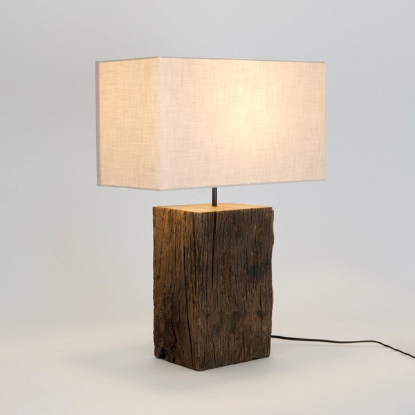 Holländer Lampă de masă Montecristo, culoare lemn/bej, înălțime 59 cm, lemn, Lemn, Camera de zi / sufragerie, Lemn, Casă de țară / Rustic