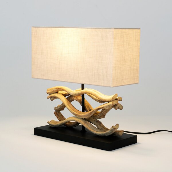 Holländer Lampă de masă Panarea, culoare lemn/bej, înălțime 42 cm, lemn, Lemn, Camera de zi / sufragerie, Lemn, Casă de țară / Rustic