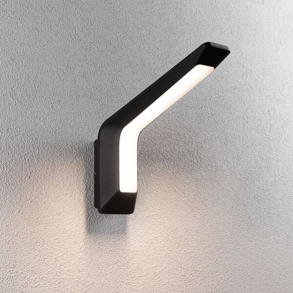 Paulmann LED pentru exterior Merano, senzor, antracit, antracit, Negru, Aluminiu, Perete unghiular