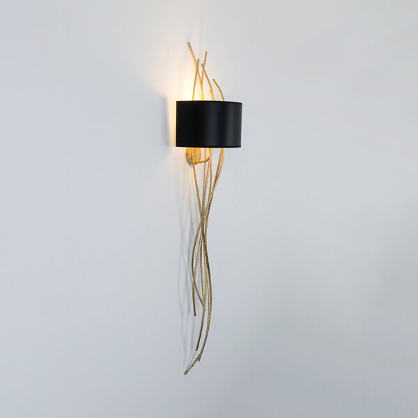 Holländer Aplică Elba lungo, auriu/negru, înălțime 144 cm, fier, reglabil, Auriu / Alamă, Camera de zi / sufragerie, Metal, Modern