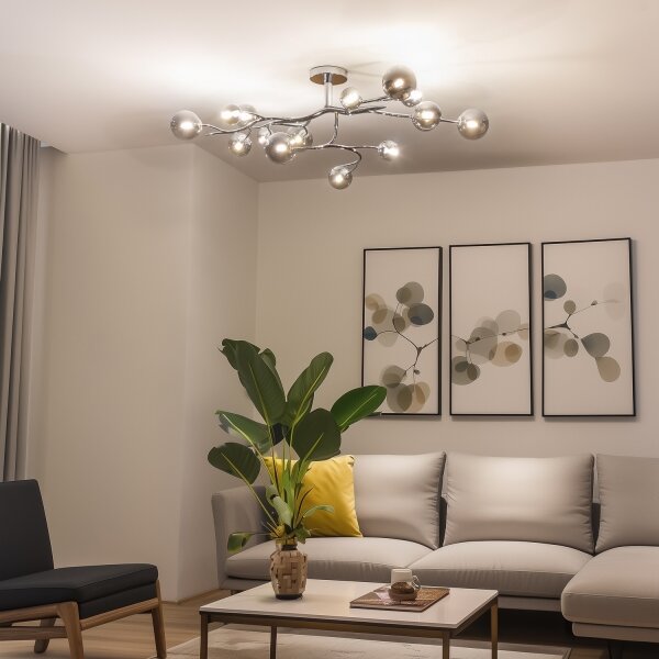 Brilagi - Lustră LED aplicată MISTEL 15xG9/3W/230V crom negru/fumuriu