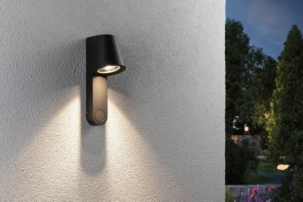 Paulmann LED pentru exterior Caissa, aluminiu, senzor, Negru, Aluminiu