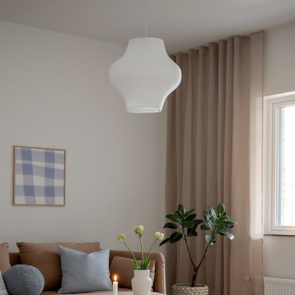 PR Home Lampă suspendată Sani, Ø44,5 cm, alb, suspensie albă, E14, reglabil, Alb, Camera de zi / sufragerie, Hârtie / Carton, Scandinavă