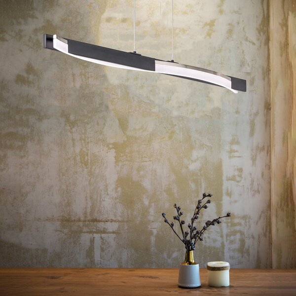 FISCHER & HONSEL Lampă suspendată cu LED Bridge, negru/nichel, lungime 95 cm, reglabil, Negru, Camera de zi / sufragerie, Metal, Modern