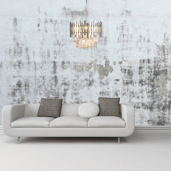 Eko-Light Lampă suspendată Aspen metal cromat cristale de sticlă înălțime 30 cm, reglabil, Metalic, Camera de zi / sufragerie, Metal