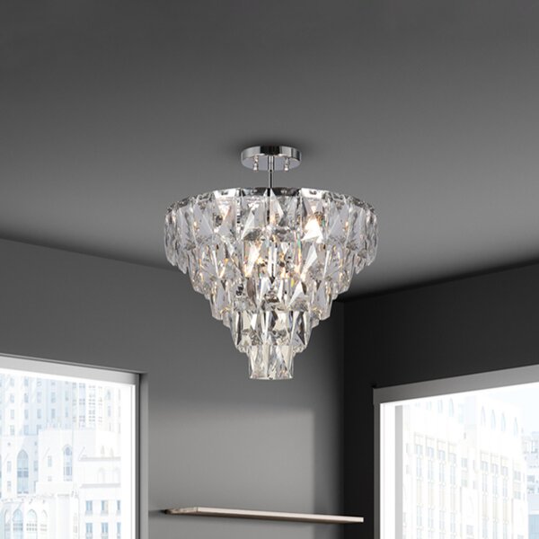 Eko-Light Plafonieră Chelsea din metal cromat cu cristale de sticlă culoare, reglabil, Metalic, Camera de zi / sufragerie, Metal