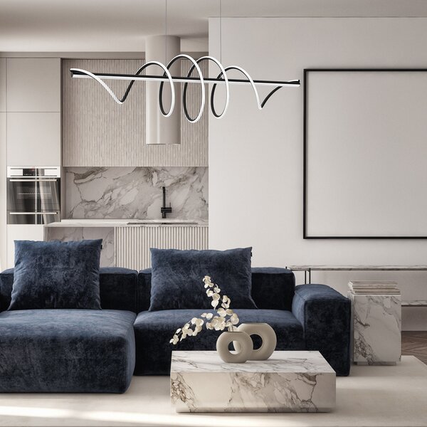 Eko-Light Lampă suspendată LED Twist, plastic negru, 30 W, lungime 110 cm, Negru, Camera de zi / sufragerie, Plastic, Modern