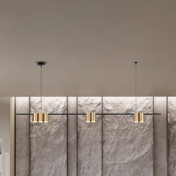Eko-Light Lampă suspendată Genesis, aluminiu negru/auriu, 7 x GU10, lungime 150 cm, reglabil, Negru, Camera de zi / sufragerie, Aluminiu, Design