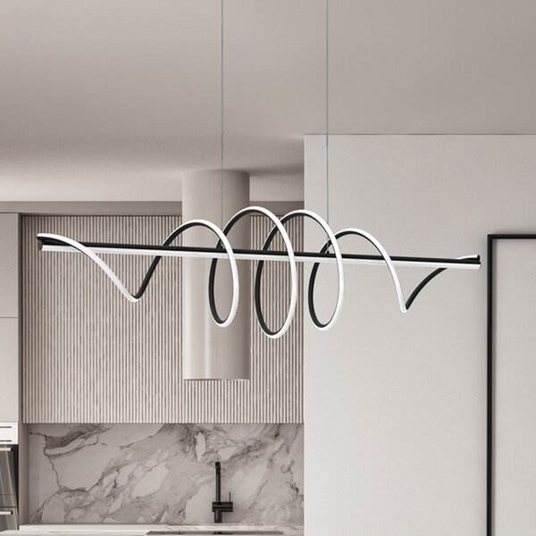 Eko-Light Lampă suspendată LED Twist, plastic negru, 30 W, lungime 110 cm, Negru, Camera de zi / sufragerie, Plastic, Modern