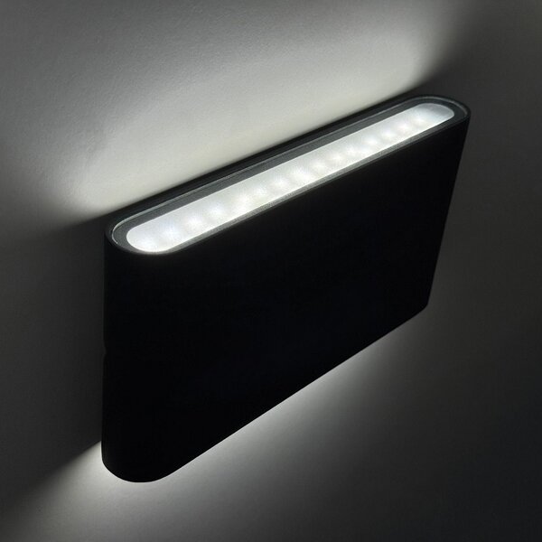 FISCHER & HONSEL Aplică de exterior Scone LED, negru, lățime 17,5 cm, 2 lumini., Negru, Metal, Modern
