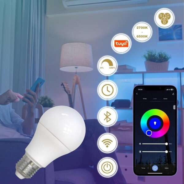 Bec LED RGBW dimabil A60 E27/9W/230V 2700-6500K Wi-Fi Tuya