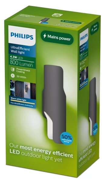 Philips FIRA Aplica de perete LED pentru exterior, 4,3 W / 230 V, 2700 K, IP44
