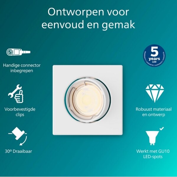 Philips - Plafonieră încastrată PERIDOT 1xGU10/7W/230V albă