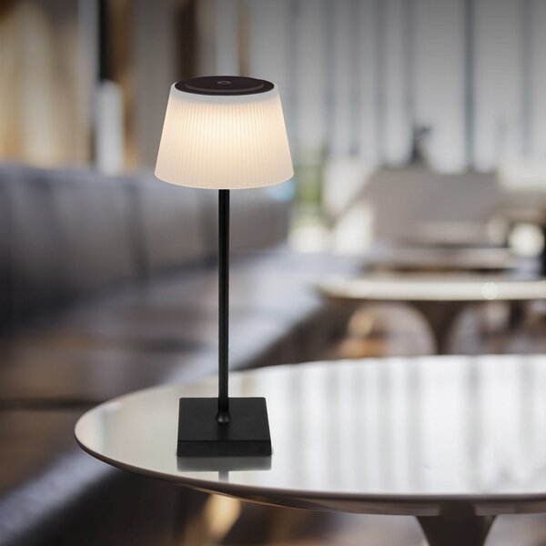 Globo Lampă de masă reîncărcabilă cu LED Gregoir, negru mat, înălțime 38 cm, CCT, reglabil, Negru, Metal, Modern