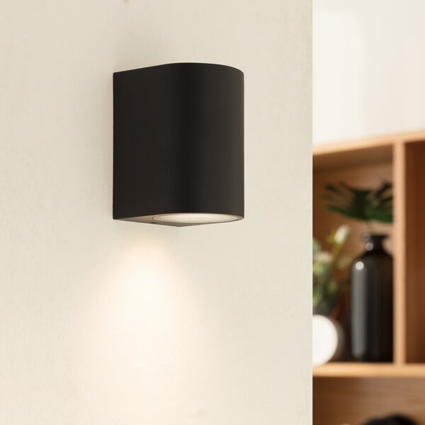 PRIOS Prios aplică de perete pentru exterior Tetje, negru, rotund, 10 cm, set de, reglabil, Negru, Metal, Modern