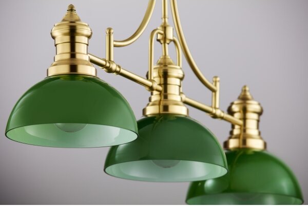 Lustră cu tijă PLATINO Jupiter 2074, 3xE27/15W/230V, verde/auriu
