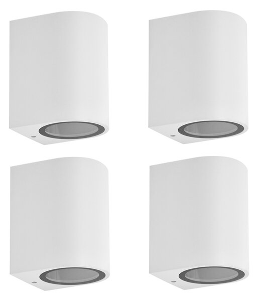 PRIOS Prios aplică de perete pentru exterior Tetje, alb, rotund, 10 cm, set 4, reglabil, Alb, Metal, Modern