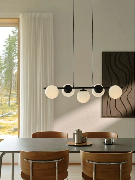 Nordlux - Lustră suspendată cu cablu LILLY 5xE14/10W/230V neagră